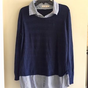 Faded Glory Sweater with Faux Button Up